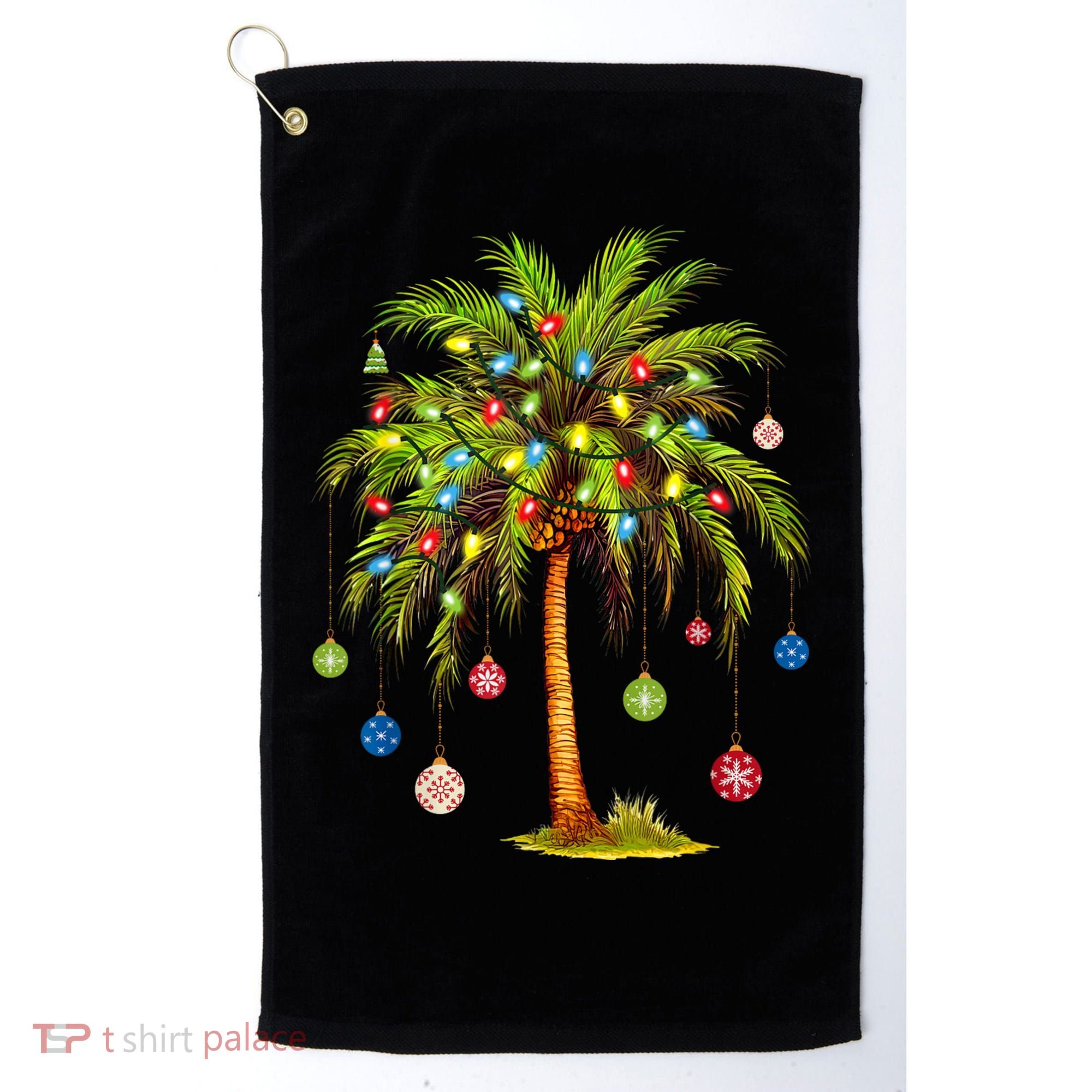 Christmas Palm Tree Light Hawaiian Tropical Xmas Golf Towel