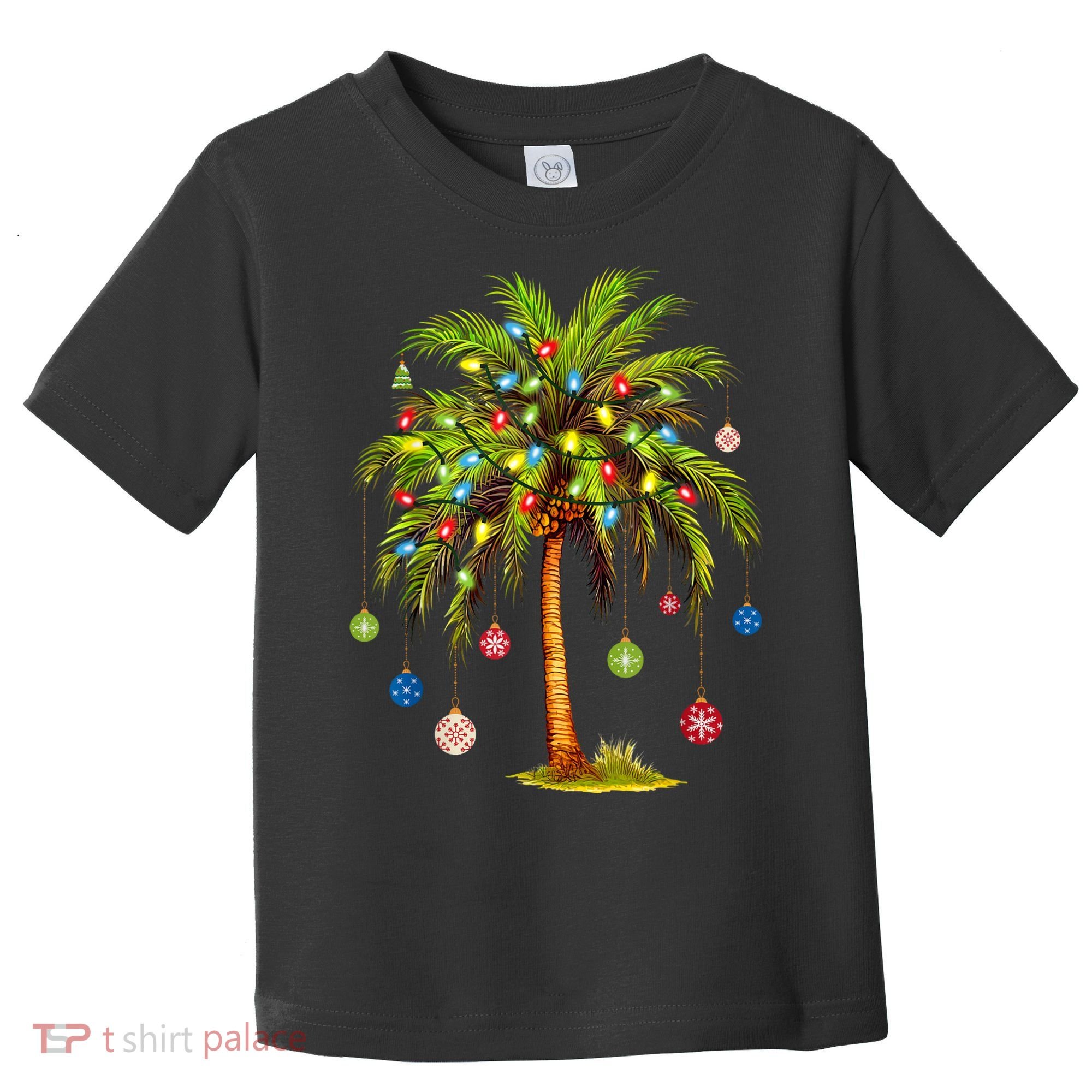 Christmas Palm Tree Light Hawaiian Tropical Xmas Toddler T-Shirt