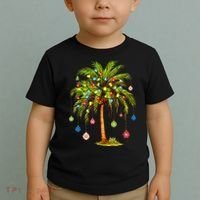 Christmas Palm Tree Light Hawaiian Tropical Xmas Toddler T-Shirt thumb 2