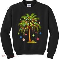 Christmas Palm Tree Light Hawaiian Tropical Xmas Kids Sweatshirt thumb 0