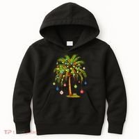 Christmas Palm Tree Light Hawaiian Tropical Xmas Kids Hoodie thumb 0