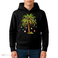 Christmas Palm Tree Light Hawaiian Tropical Xmas Kids Hoodie thumb 4