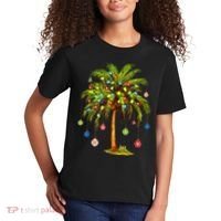 Christmas Palm Tree Light Hawaiian Tropical Xmas Kids T-Shirt thumb 2