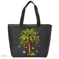 Christmas Palm Tree Light Hawaiian Tropical Xmas Tote Bag thumb 0