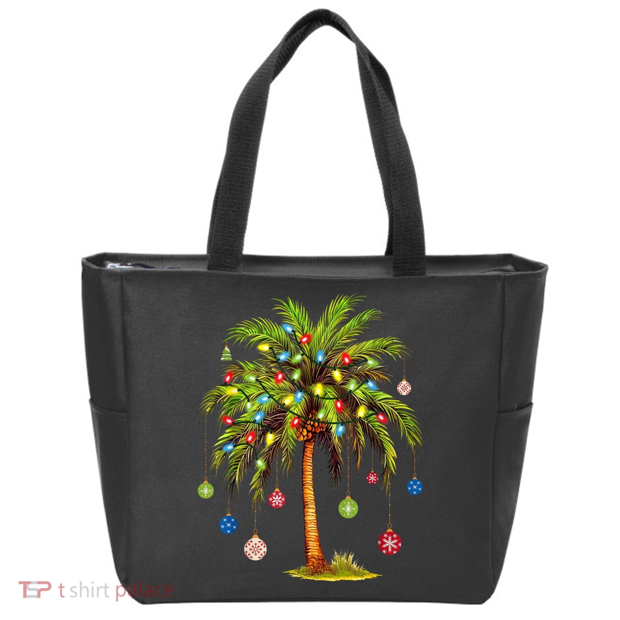 Christmas Palm Tree Light Hawaiian Tropical Xmas Tote Bag