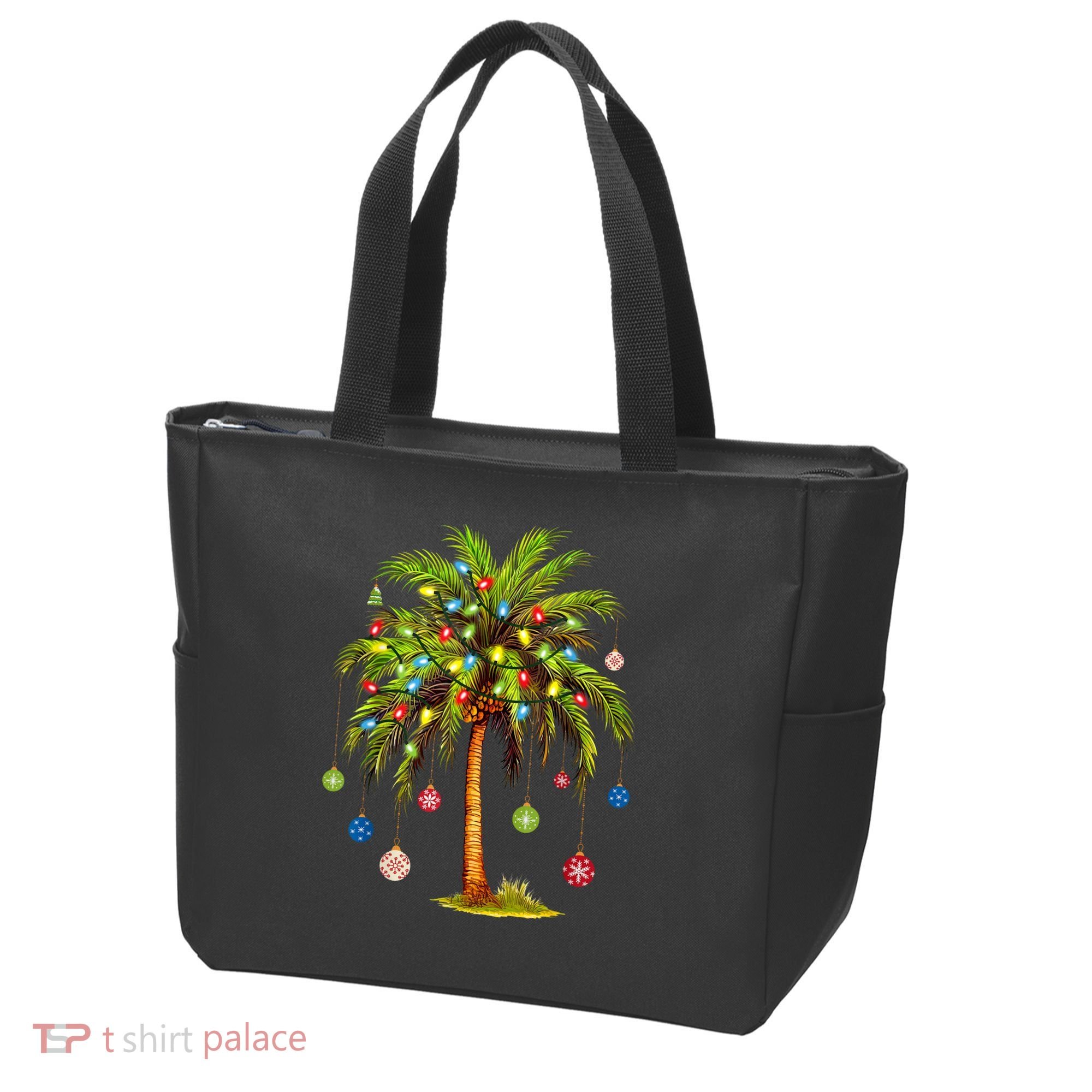 Christmas Palm Tree Light Hawaiian Tropical Xmas Tote Bag