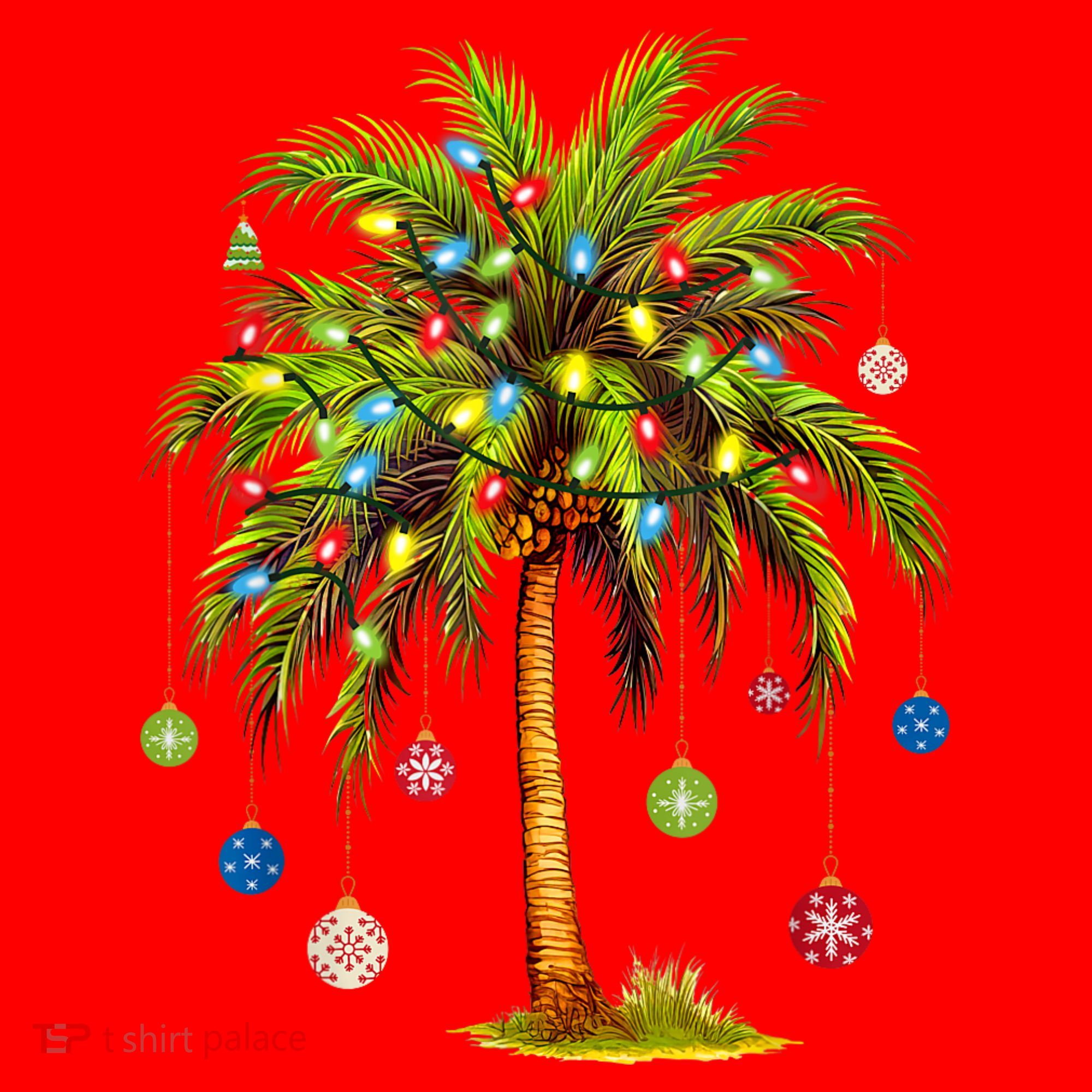 Christmas Palm Tree Light Hawaiian Tropical Xmas Santa Hat