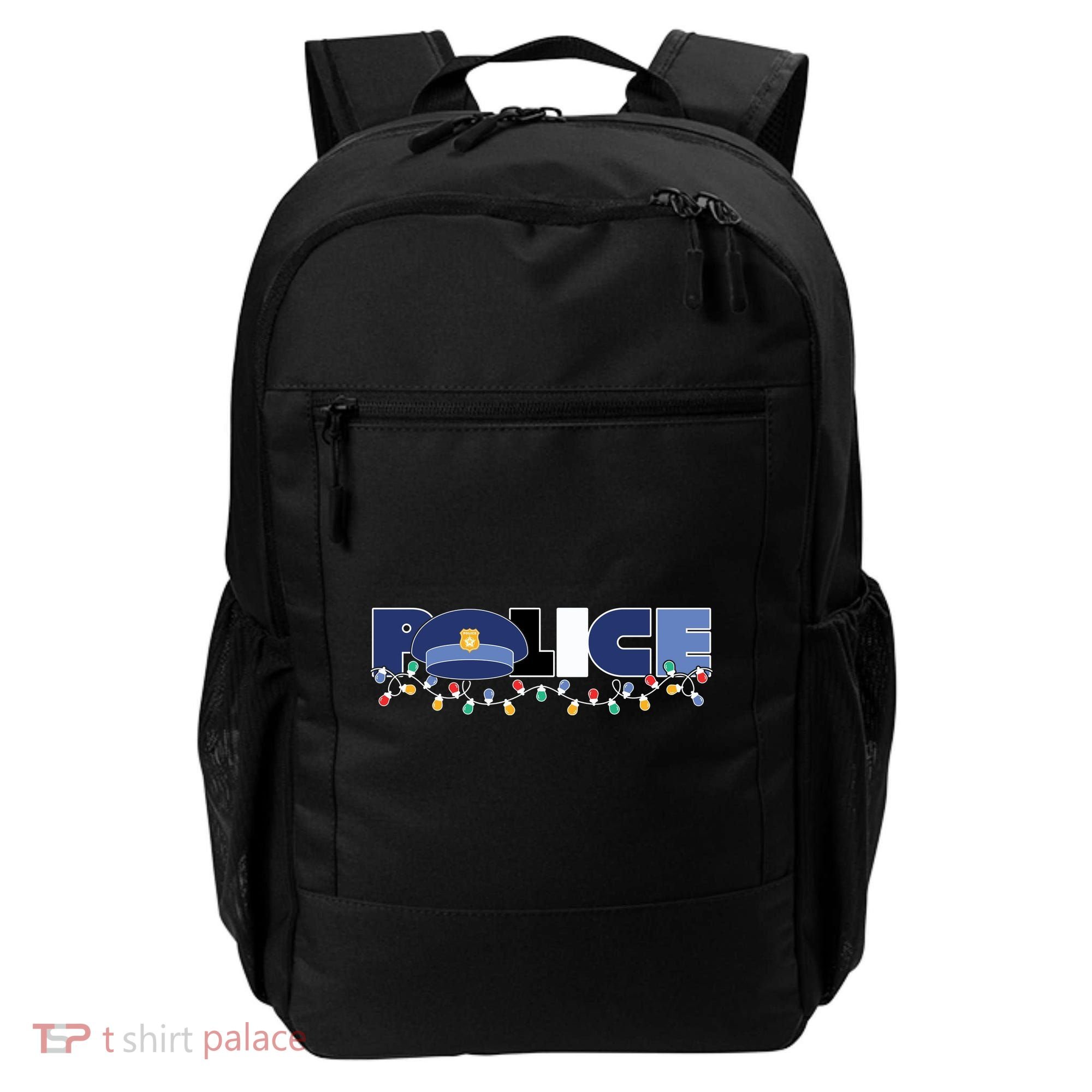 Christmas Police Texture Police Hat Graphic Oversized Backpack