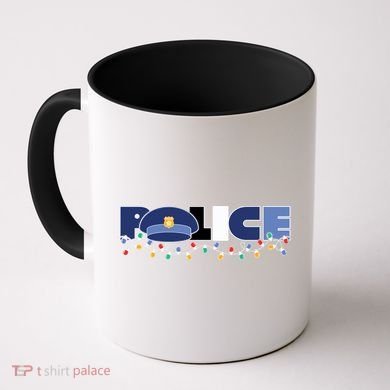 Christmas Police Texture Police Hat Graphic Oversized Coffee Mug
