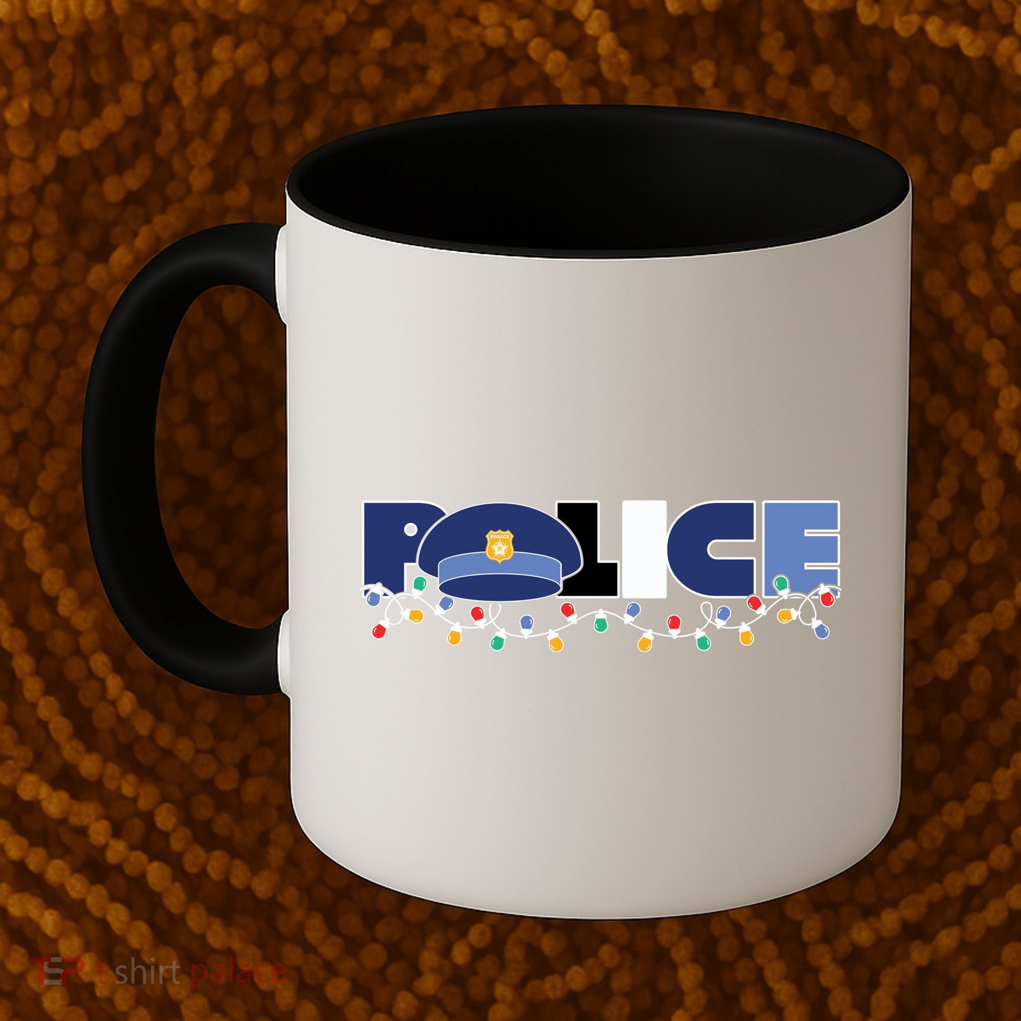 Christmas Police Texture Police Hat Graphic Oversized Coffee Mug