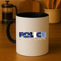 Christmas Police Texture Police Hat Graphic Oversized Coffee Mug thumb 4