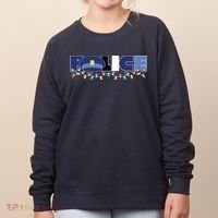 Christmas Police Texture Police Hat Graphic Oversized Women's Sweatshirt thumb 0