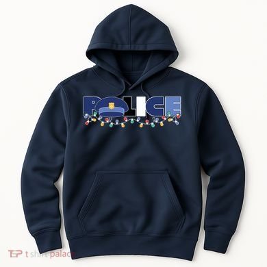 Christmas Police Texture Police Hat Graphic Oversized Hoodie