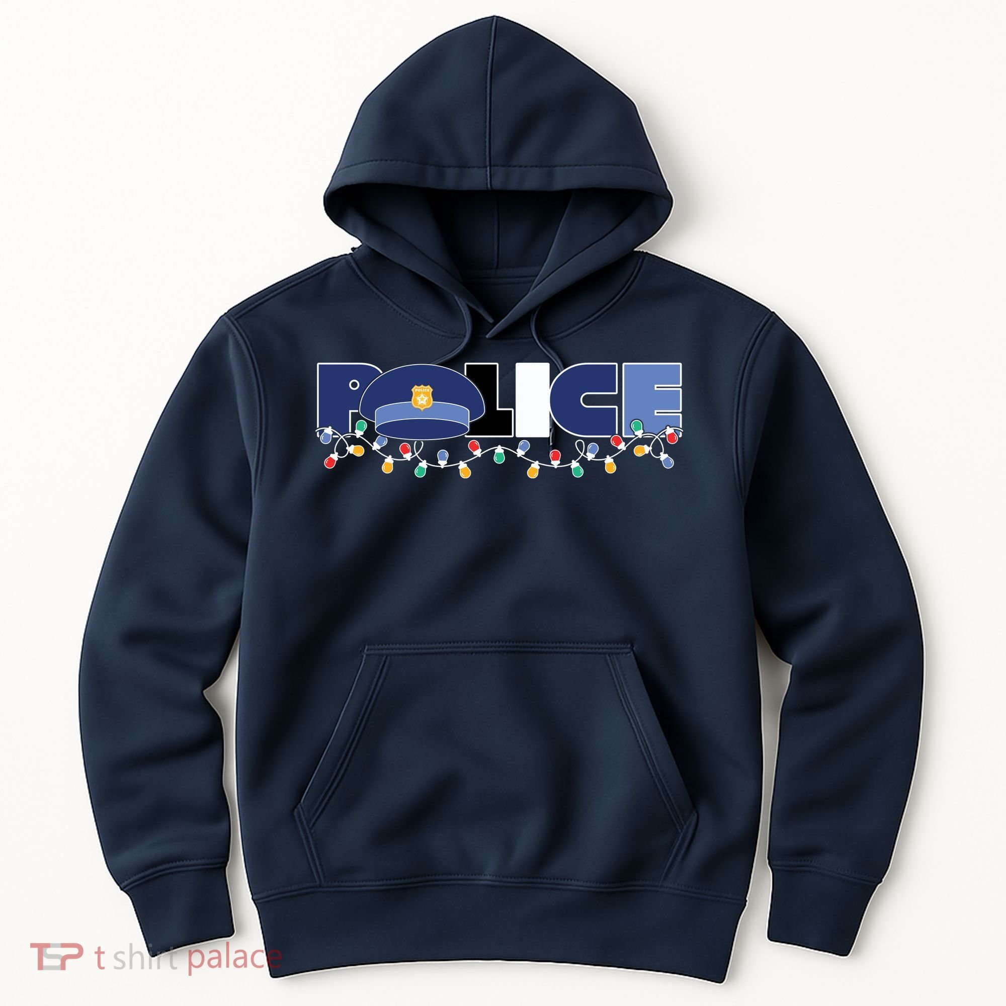 Christmas Police Texture Police Hat Graphic Oversized Hoodie