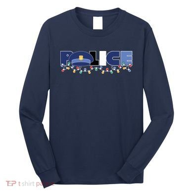 Christmas Police Texture Police Hat Graphic Oversized Long Sleeve Shirt