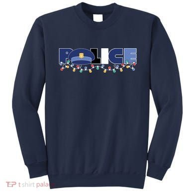 Christmas Police Texture Police Hat Graphic Oversized Sweatshirt