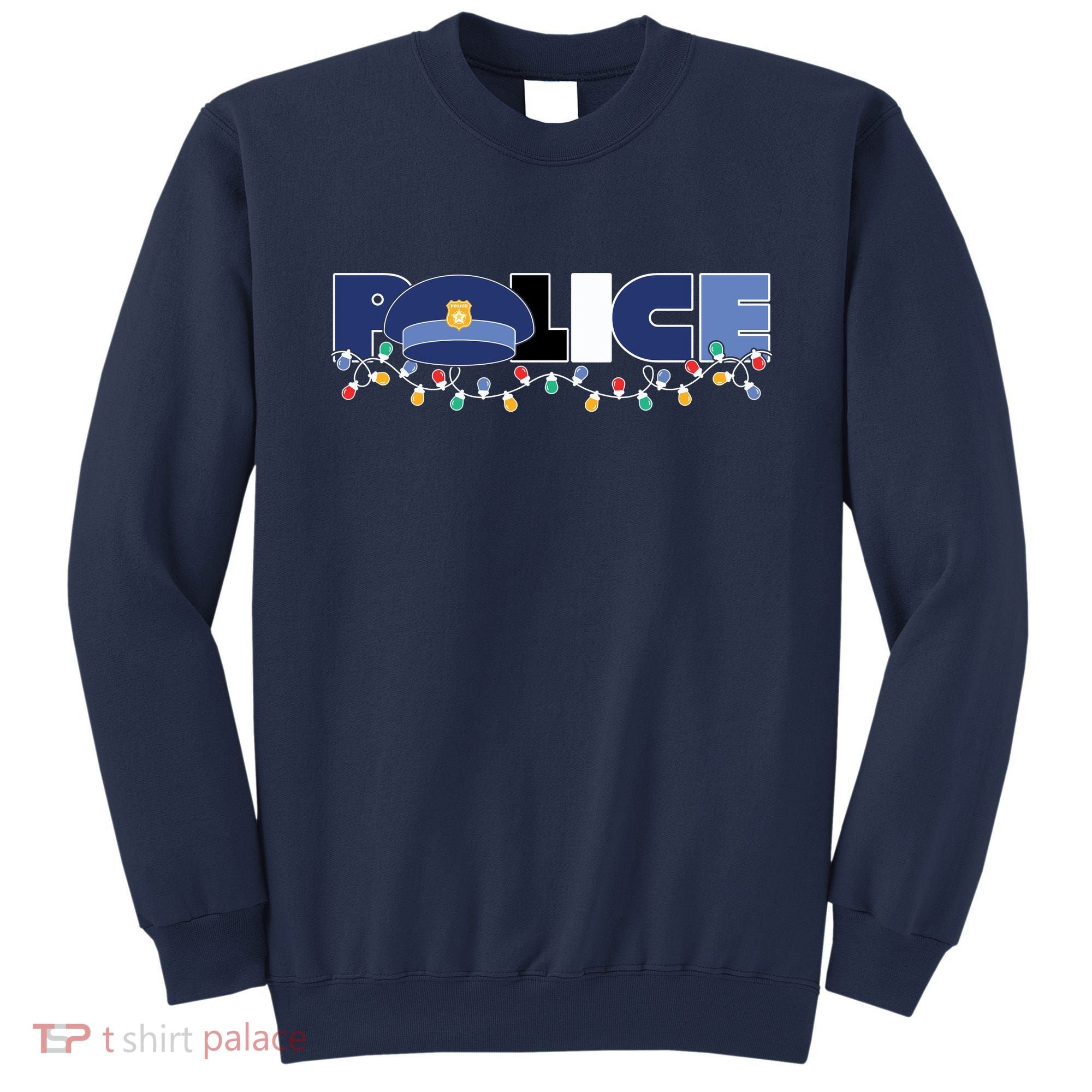 Christmas Police Texture Police Hat Graphic Oversized Sweatshirt