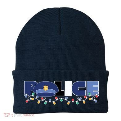 Christmas Police Texture Police Hat Graphic Oversized Beanie