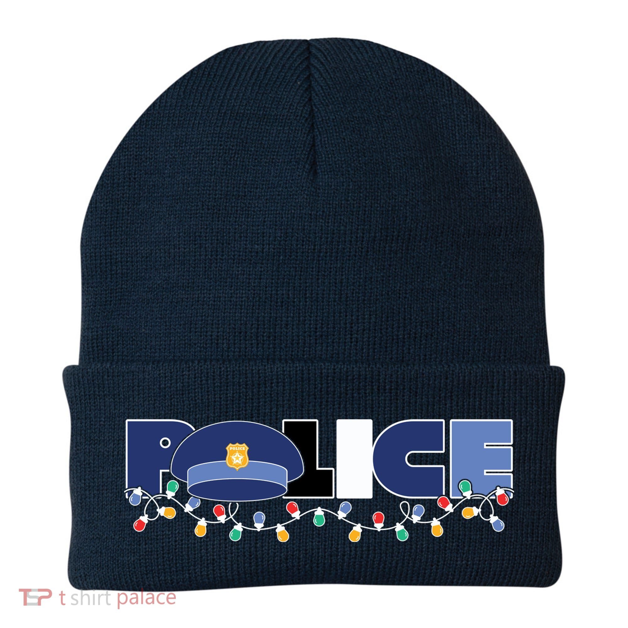 Christmas Police Texture Police Hat Graphic Oversized Beanie