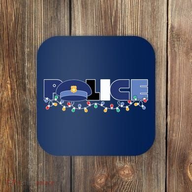 Christmas Police Texture Police Hat Graphic Oversized Coaster