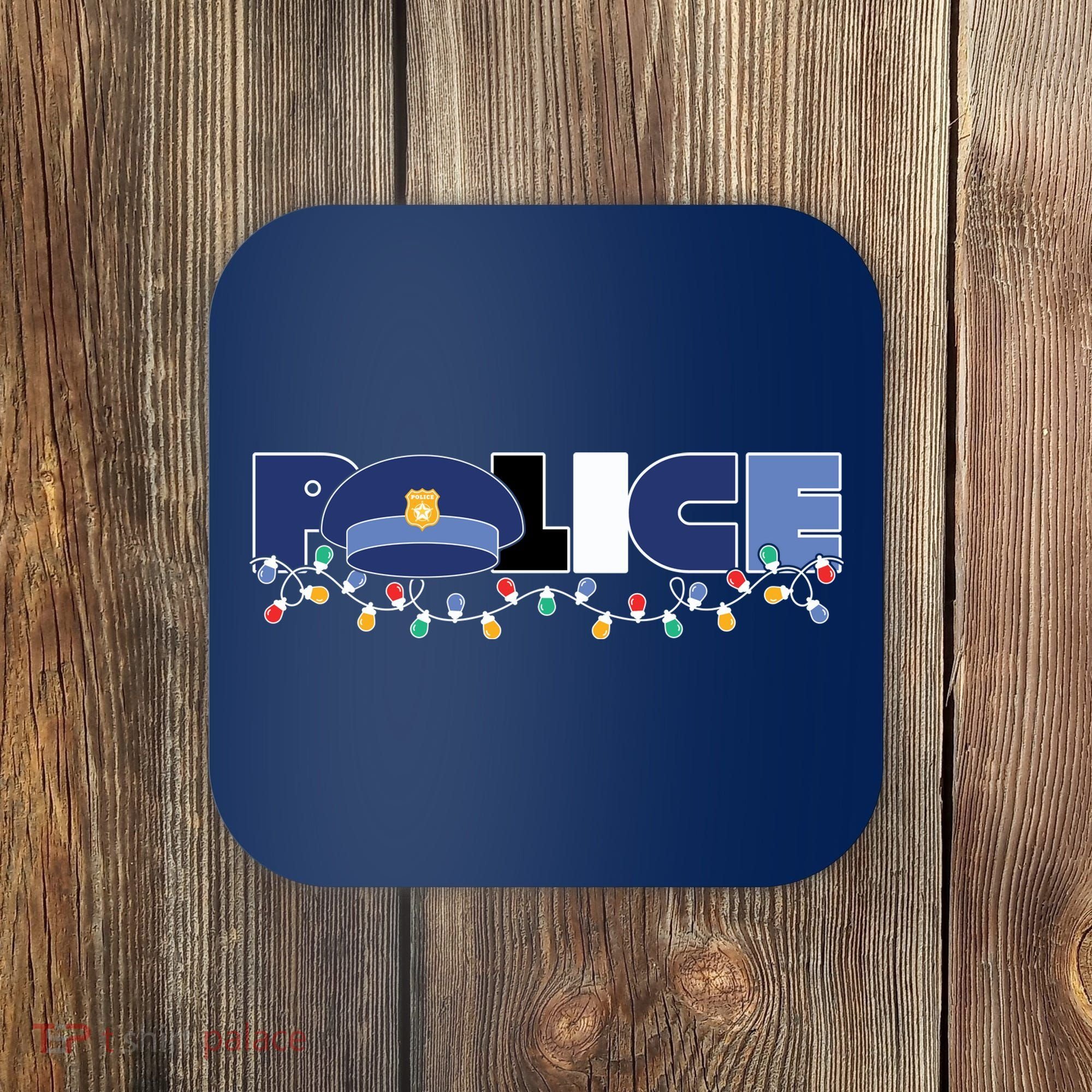 Christmas Police Texture Police Hat Graphic Oversized Coaster