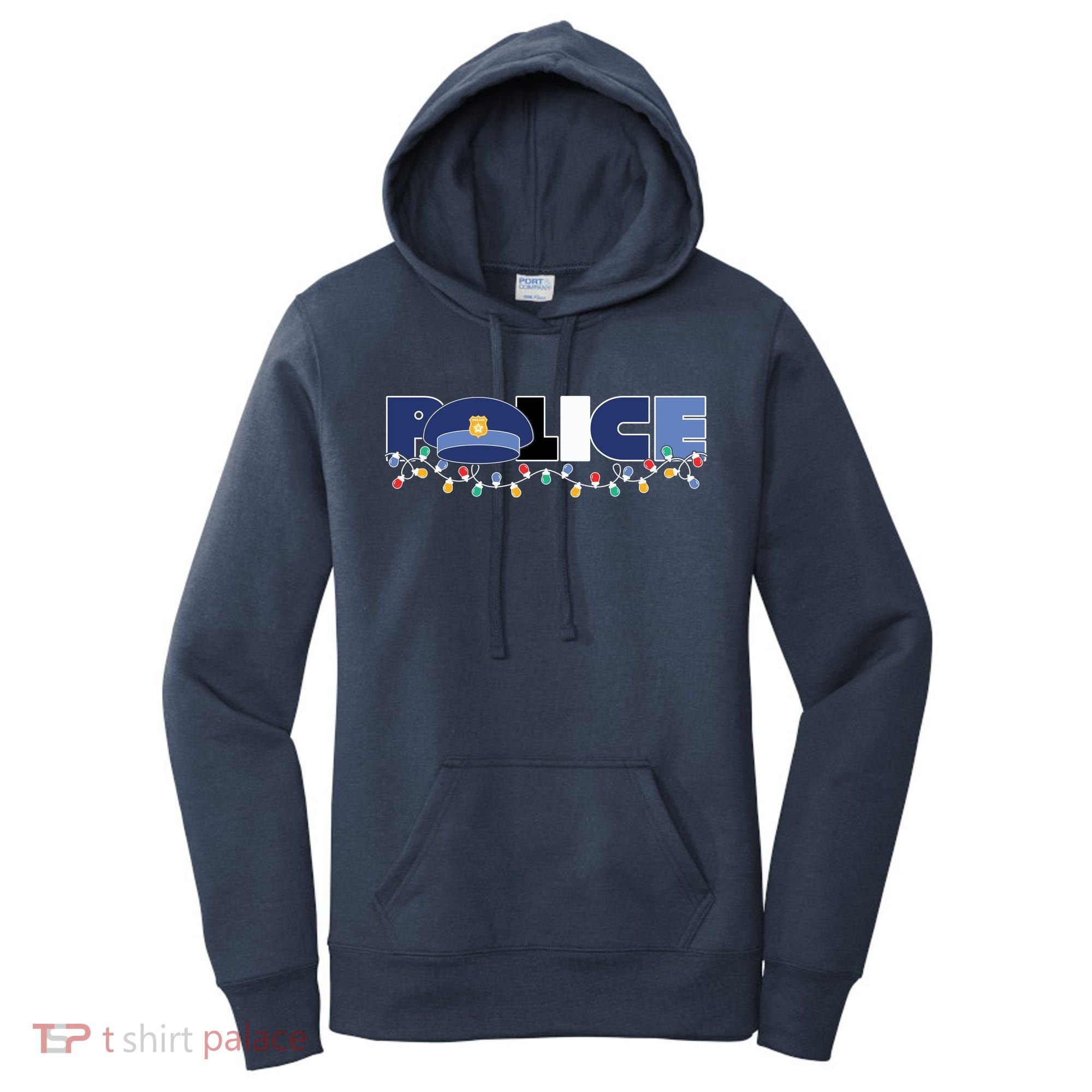 Christmas Police Texture Police Hat Graphic Oversized Women's Hoodie