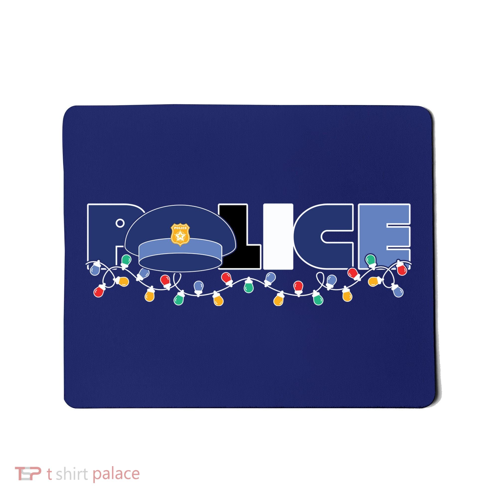 Christmas Police Texture Police Hat Graphic Oversized Mousepad