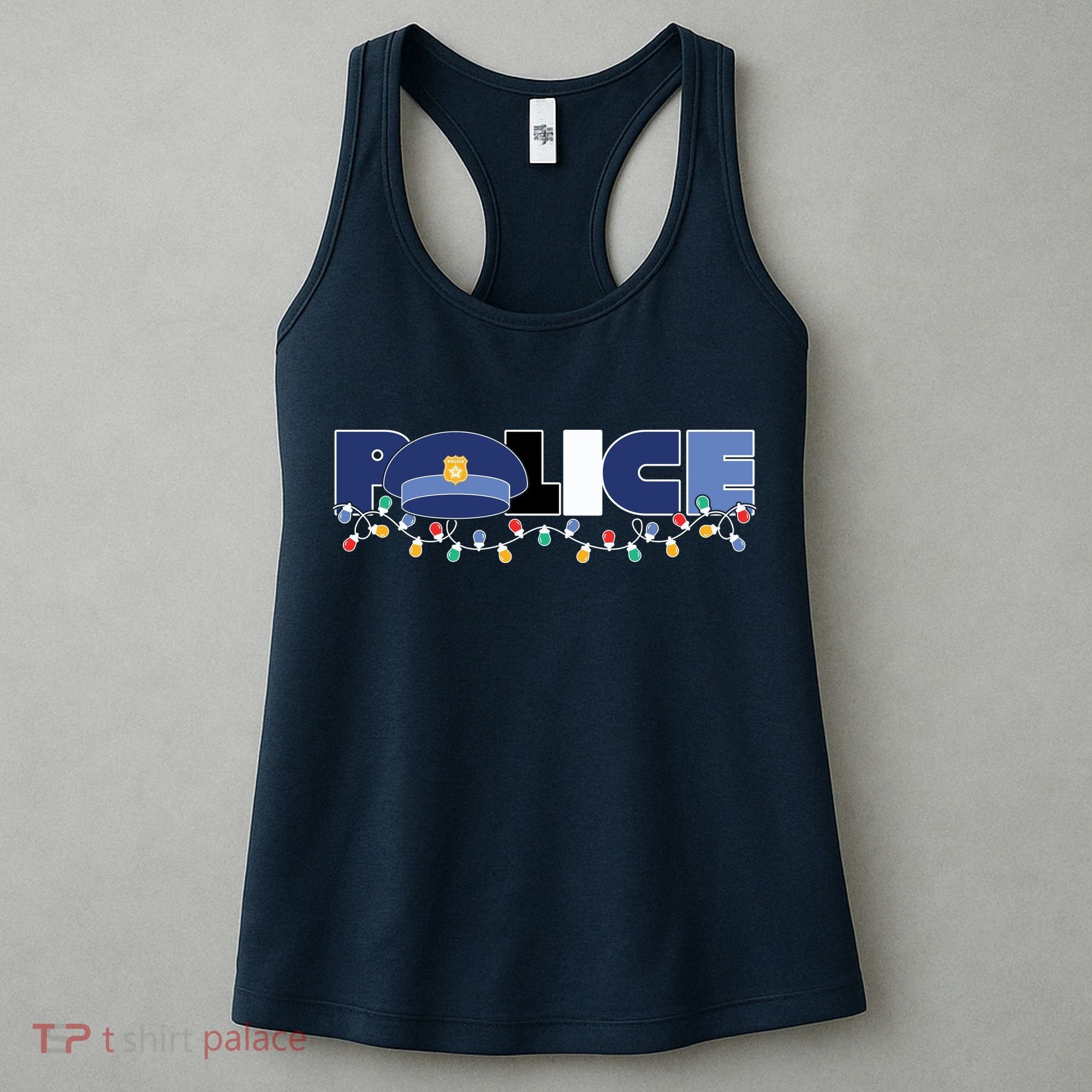 Christmas Police Texture Police Hat Graphic Oversized Women's Tank Top