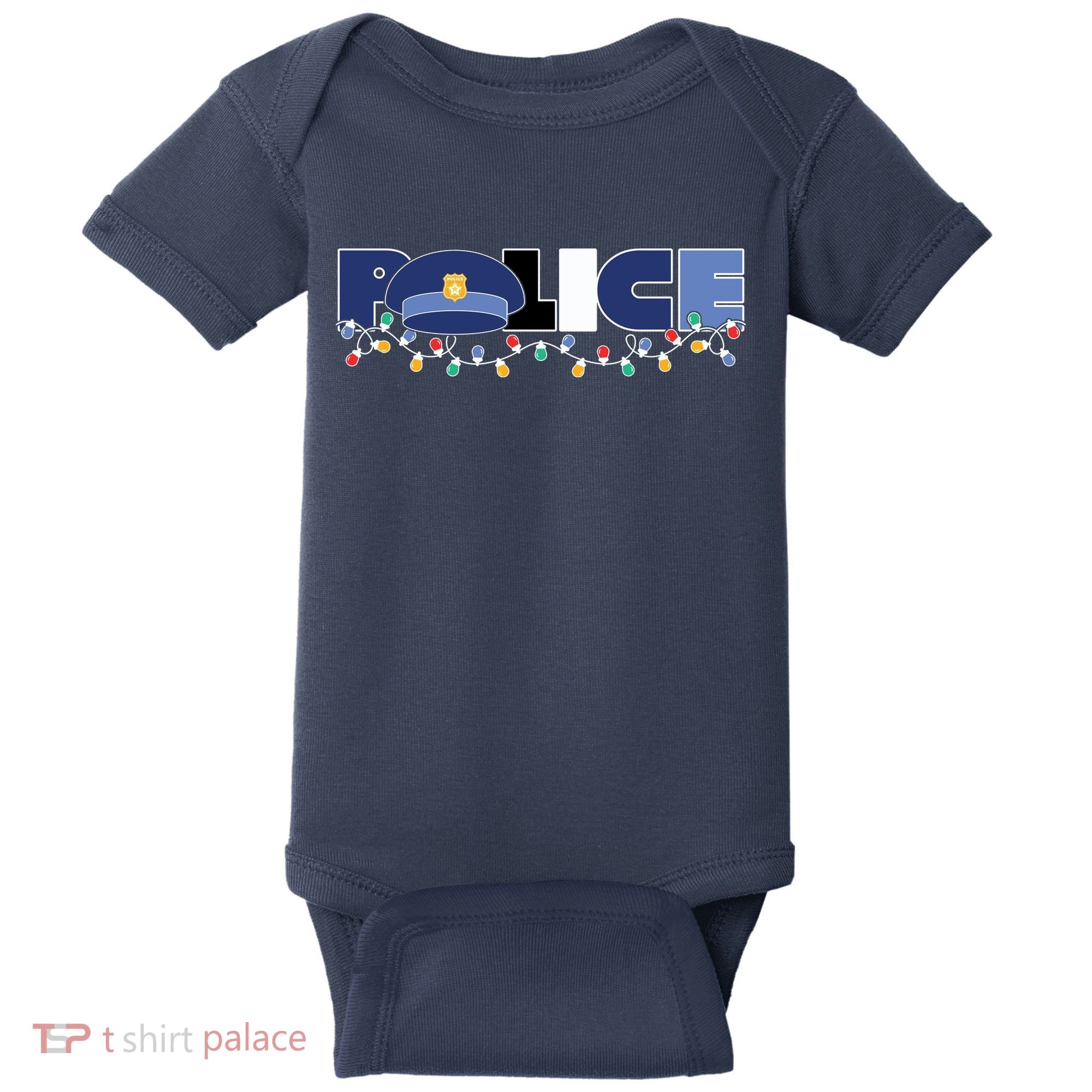 Christmas Police Texture Police Hat Graphic Oversized Baby Bodysuit