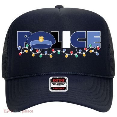 Christmas Police Texture Police Hat Graphic Oversized Hat