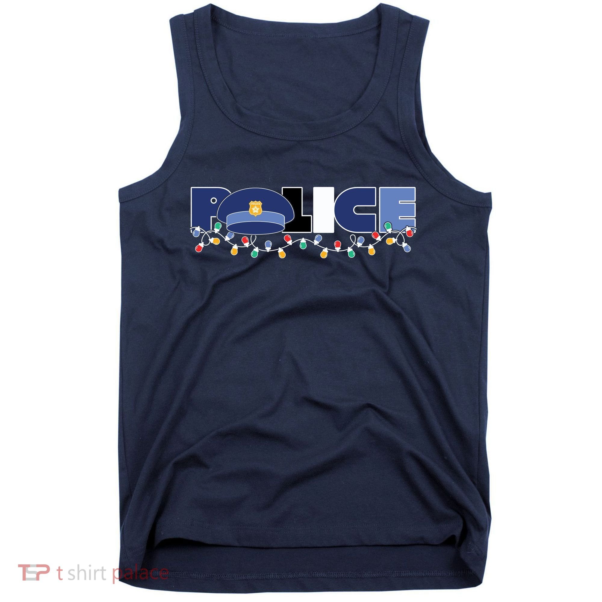 Christmas Police Texture Police Hat Graphic Oversized Tank Top