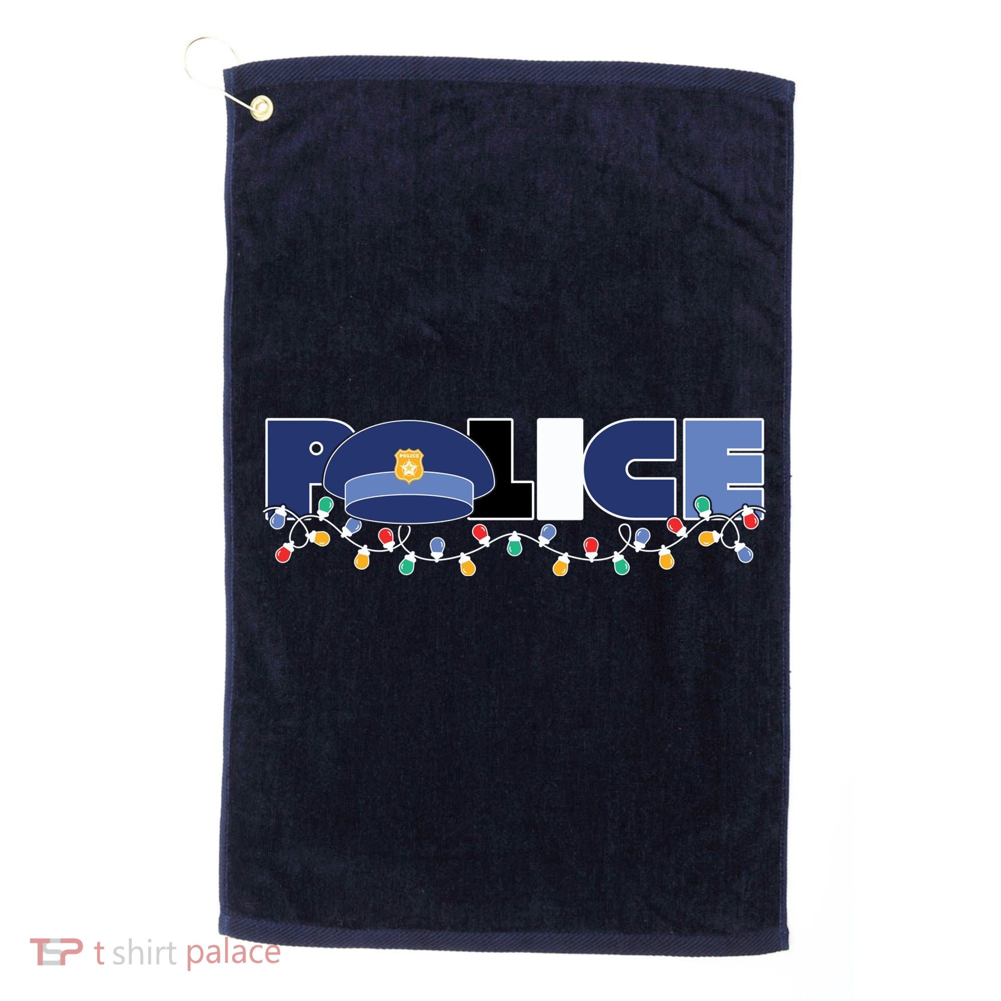 Christmas Police Texture Police Hat Graphic Oversized Golf Towel
