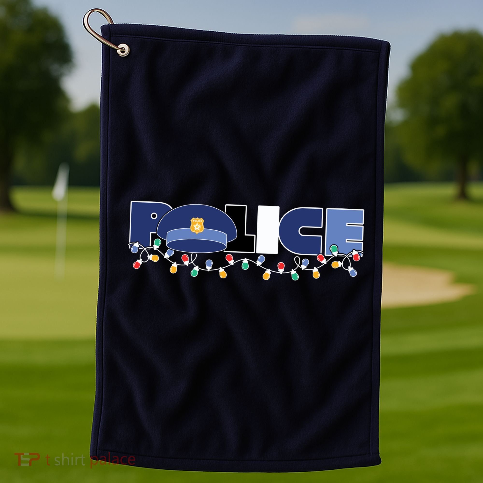 Christmas Police Texture Police Hat Graphic Oversized Golf Towel