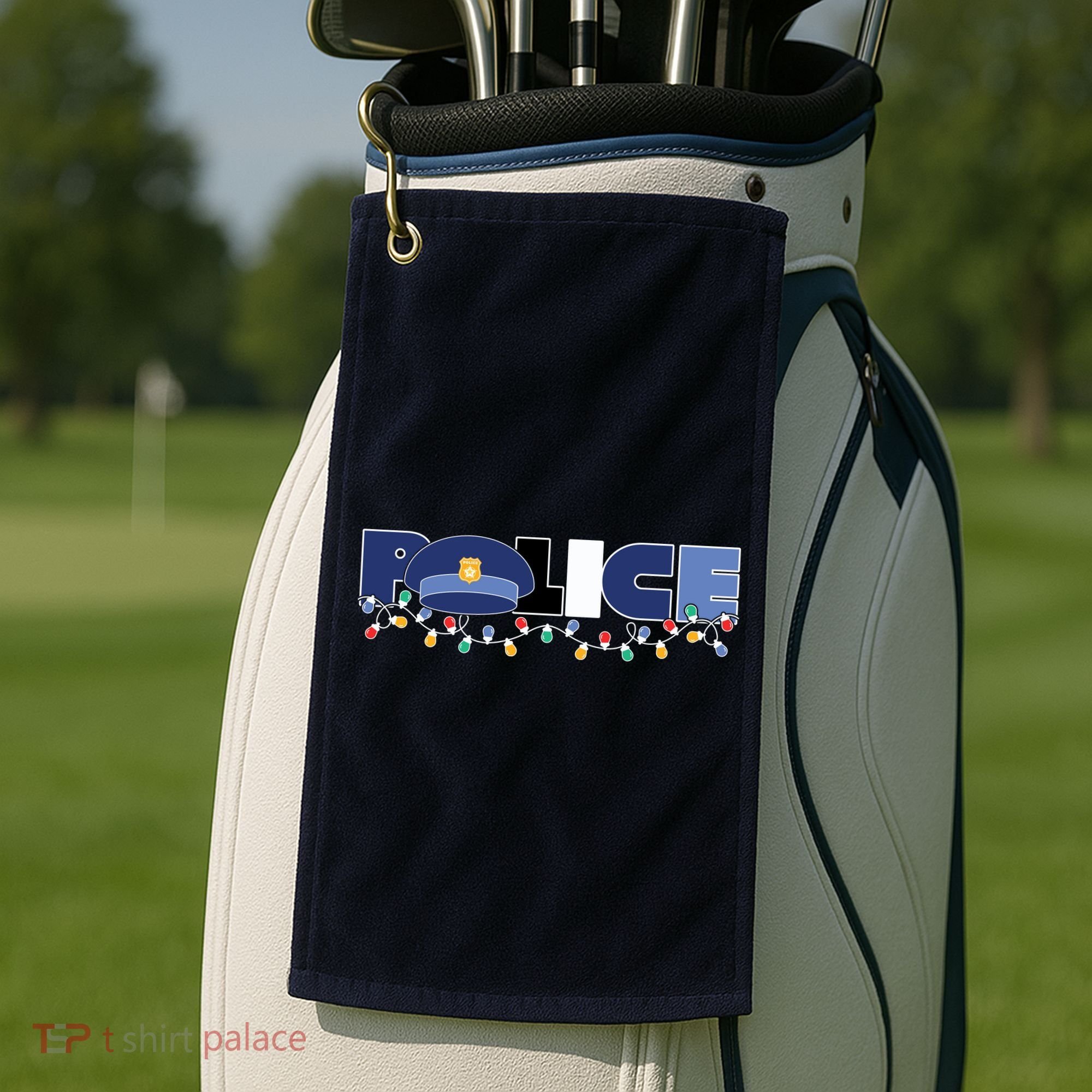 Christmas Police Texture Police Hat Graphic Oversized Golf Towel