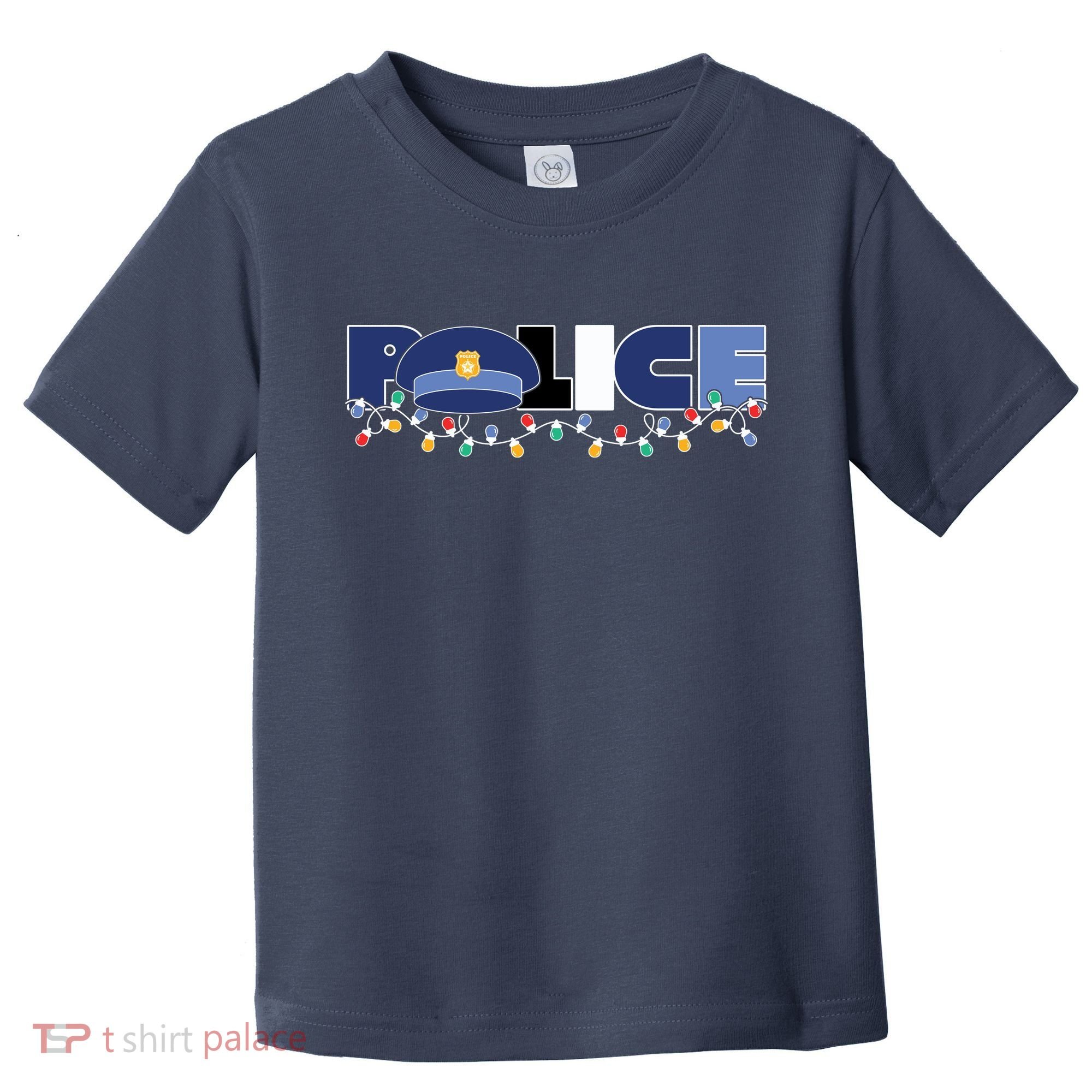 Christmas Police Texture Police Hat Graphic Oversized Toddler T-Shirt