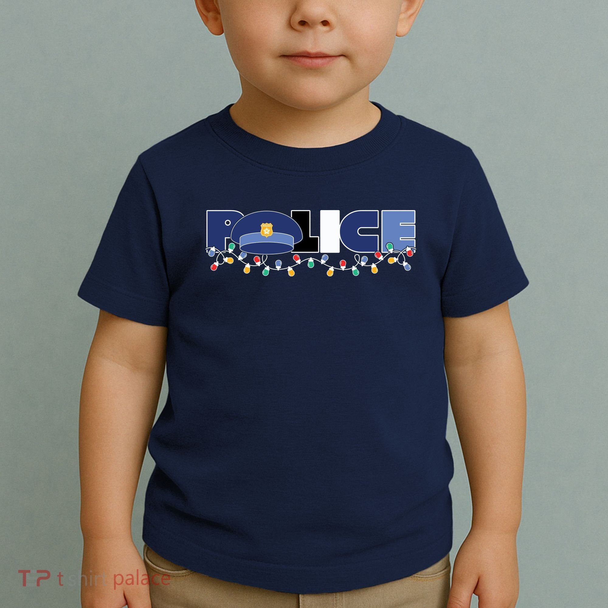 Christmas Police Texture Police Hat Graphic Oversized Toddler T-Shirt