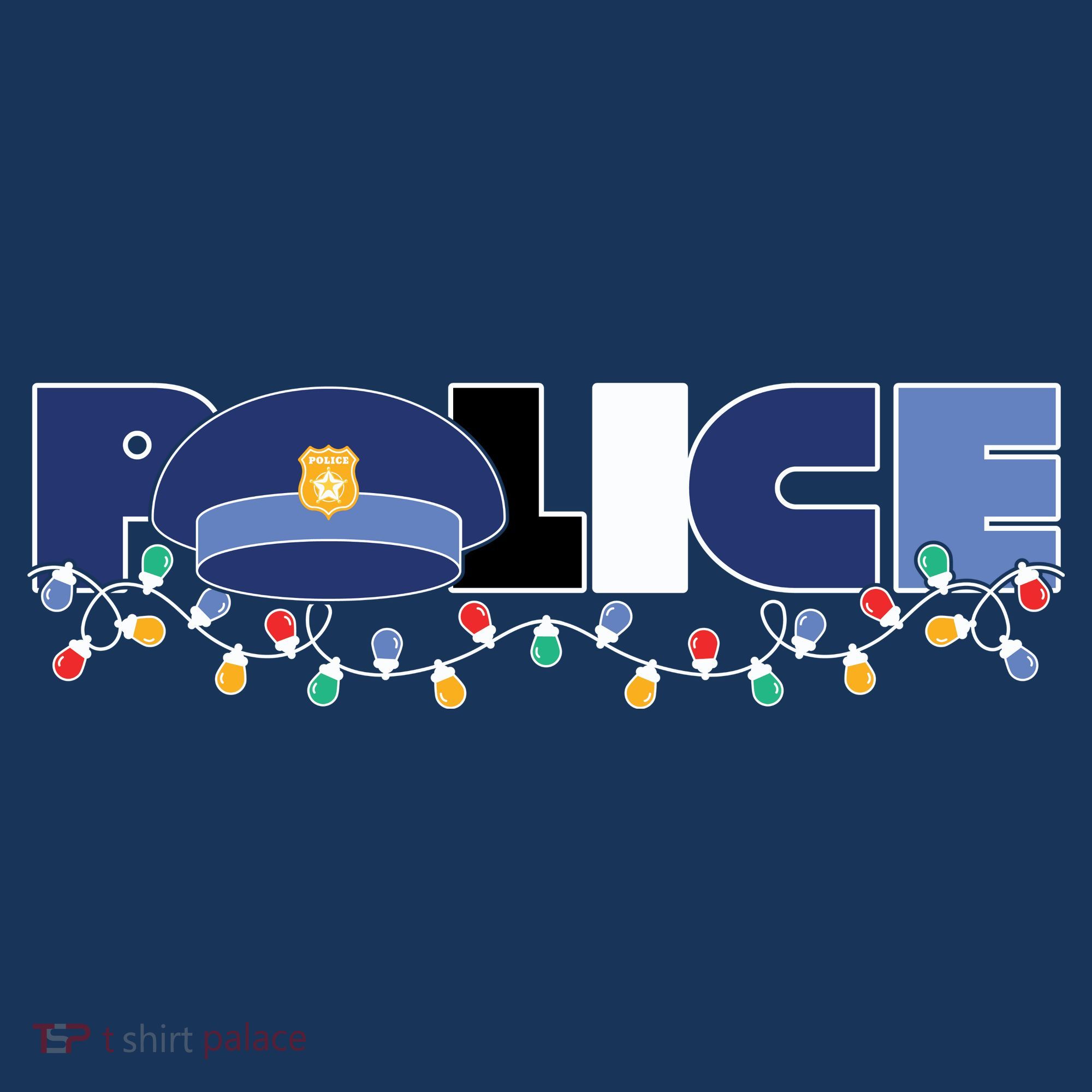 Christmas Police Texture Police Hat Graphic Oversized Women's T-Shirt