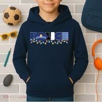 Christmas Police Texture Police Hat Graphic Oversized Kids Hoodie thumb 2