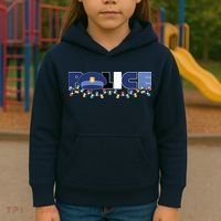 Christmas Police Texture Police Hat Graphic Oversized Kids Hoodie thumb 3
