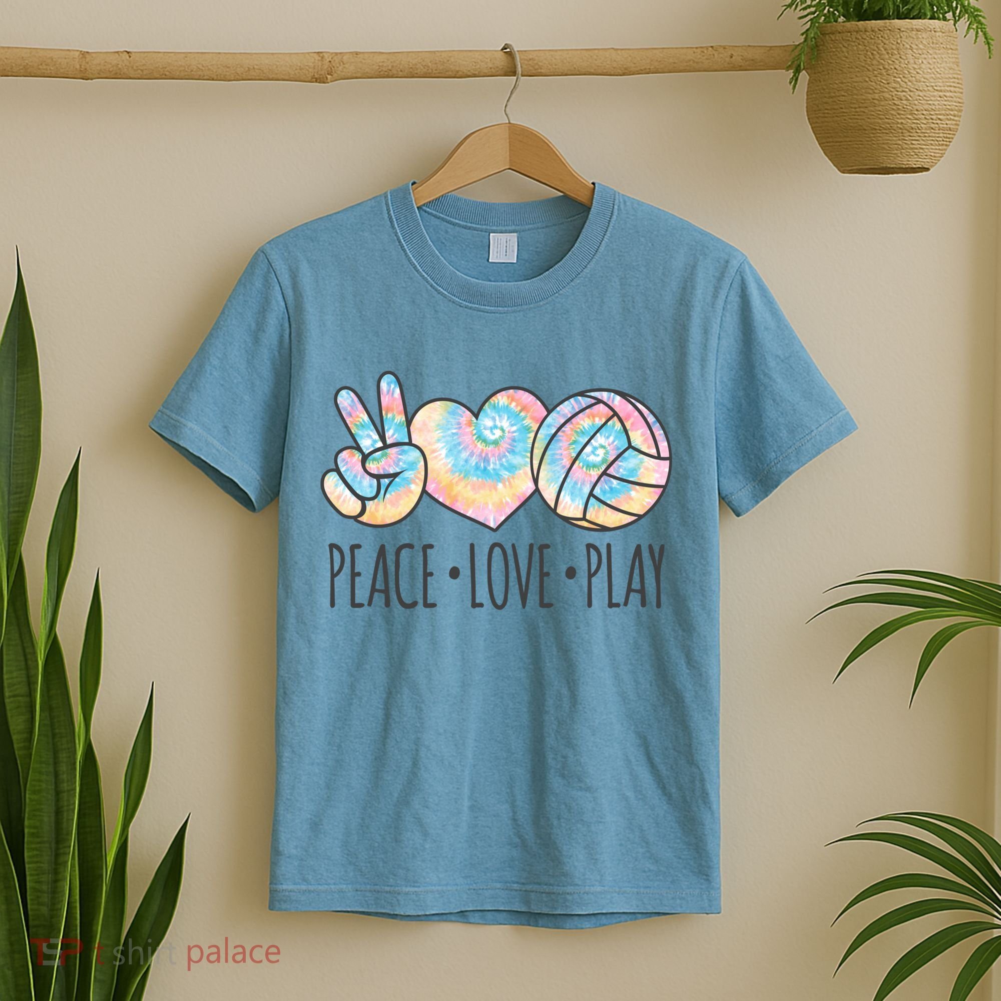 Cute Pink Tie Dye Volleyball Teen Girls Peace Love Play Cute Gift T-Shirt