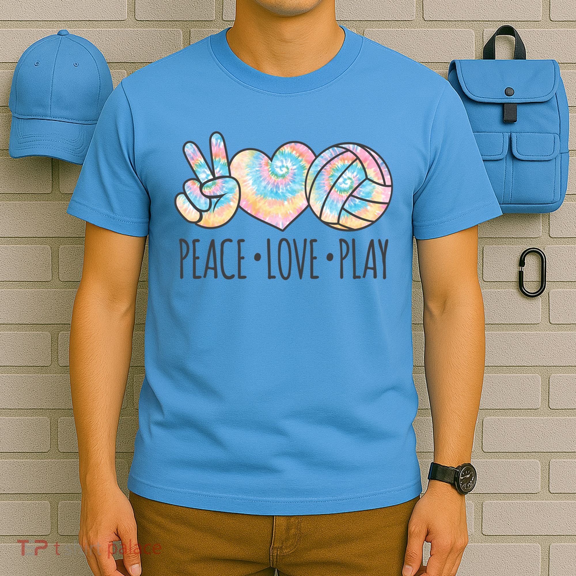 Cute Pink Tie Dye Volleyball Teen Girls Peace Love Play Cute Gift T-Shirt