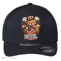 Cute Patriotic Teddy Bear 250 Years Of Freedom 250th Anniversary Of America USA Flexfit Unipanel Trucker Cap thumb 0