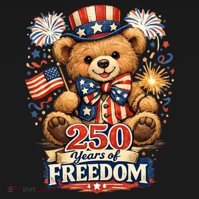 Cute Patriotic Teddy Bear 250 Years Of Freedom 250th Anniversary Of America USA Flexfit Unipanel Trucker Cap
