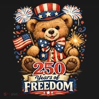 Cute Patriotic Teddy Bear 250 Years Of Freedom 250th Anniversary Of America USA Flexfit Unipanel Trucker Cap thumb 2