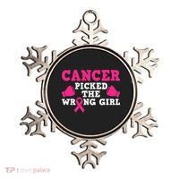 Cancer Picked The Wrong Pink Ribbon Ornament thumb 0