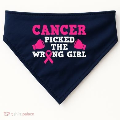 Cancer Picked The Wrong Pink Ribbon USA-Made Doggie Bandana