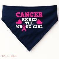 Cancer Picked The Wrong Pink Ribbon USA-Made Doggie Bandana thumb 0