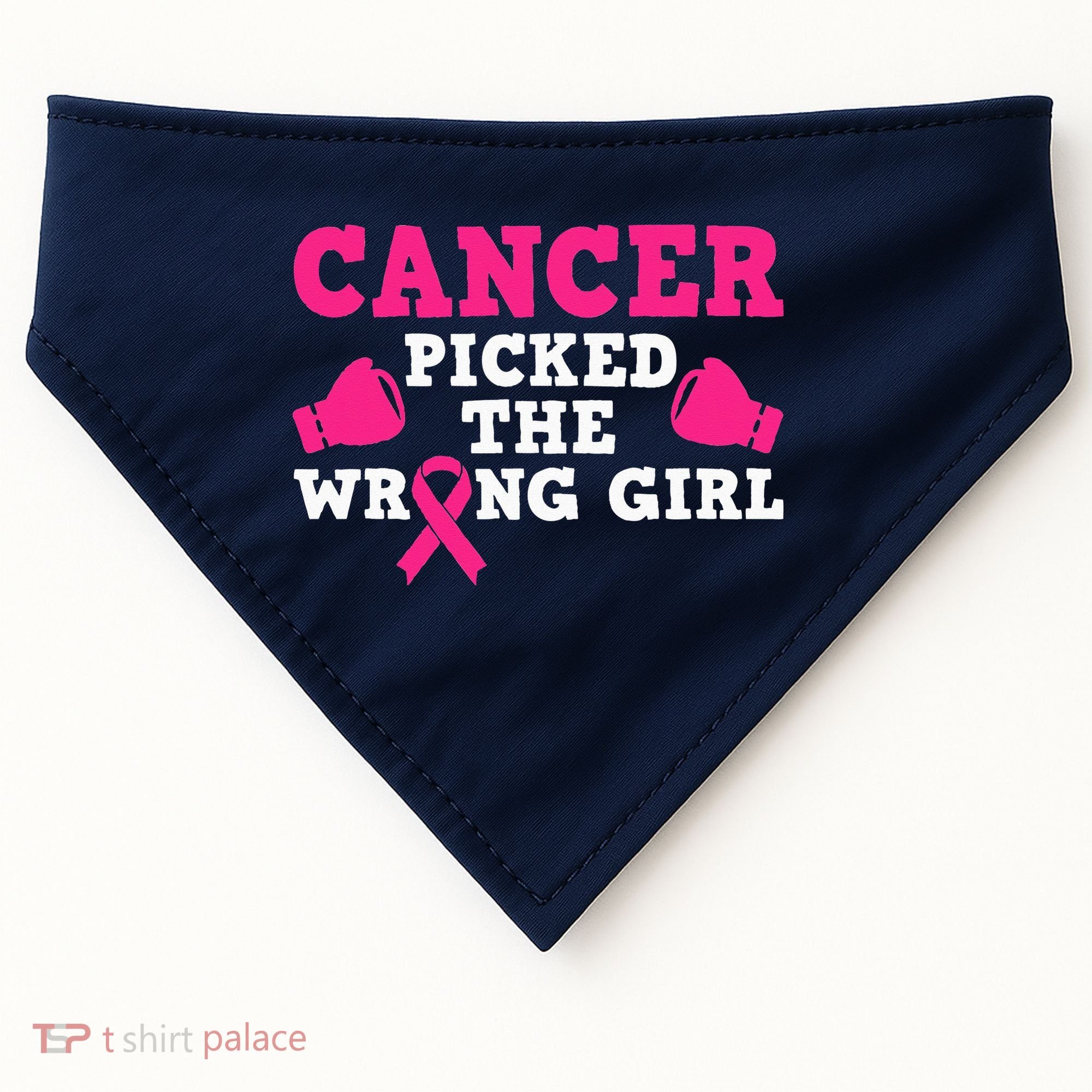 Cancer Picked The Wrong Pink Ribbon USA-Made Doggie Bandana