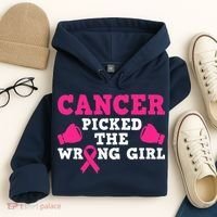 Cancer Picked The Wrong Pink Ribbon Hoodie thumb 4