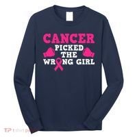 Cancer Picked The Wrong Pink Ribbon Long Sleeve Shirt thumb 0